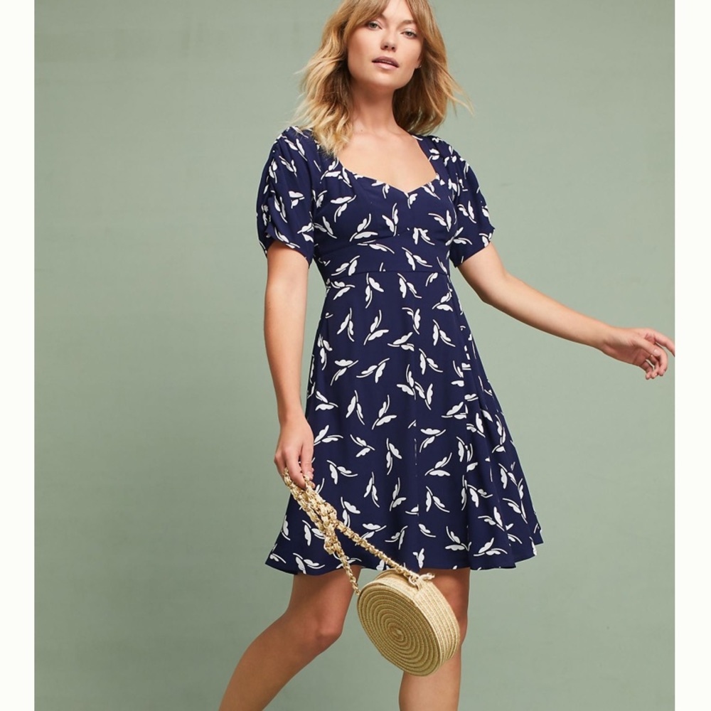 Anthropologie Maeve fern ruched dress